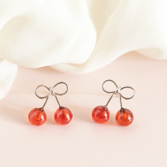 Cherry Drop Studs (S925) - Picture 2 of 7